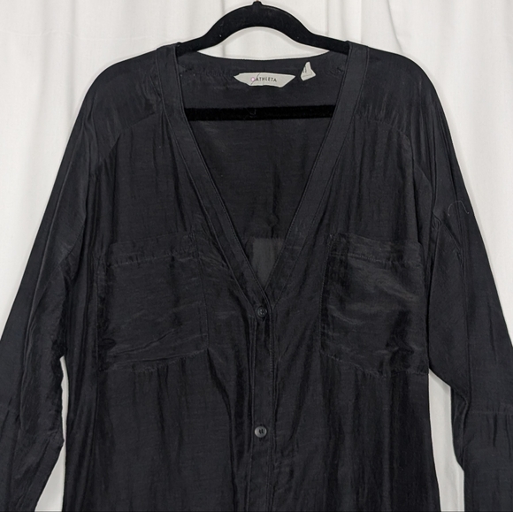 Athleta Navy Beach Swim Cover Up Tunic Button Down Shirt - Picture 2 of 7